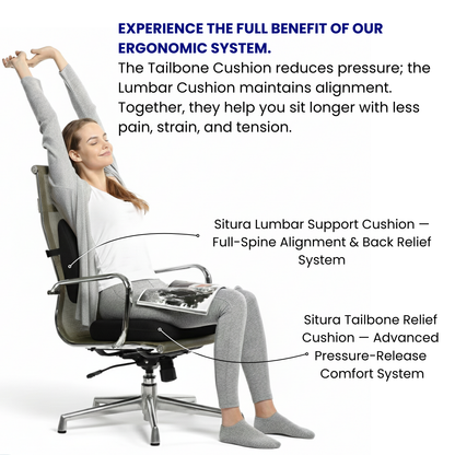 Situra Advanced Pressure Relief – Lumbar Support Cushion for Spinal Alignment & Lower-Back Relief